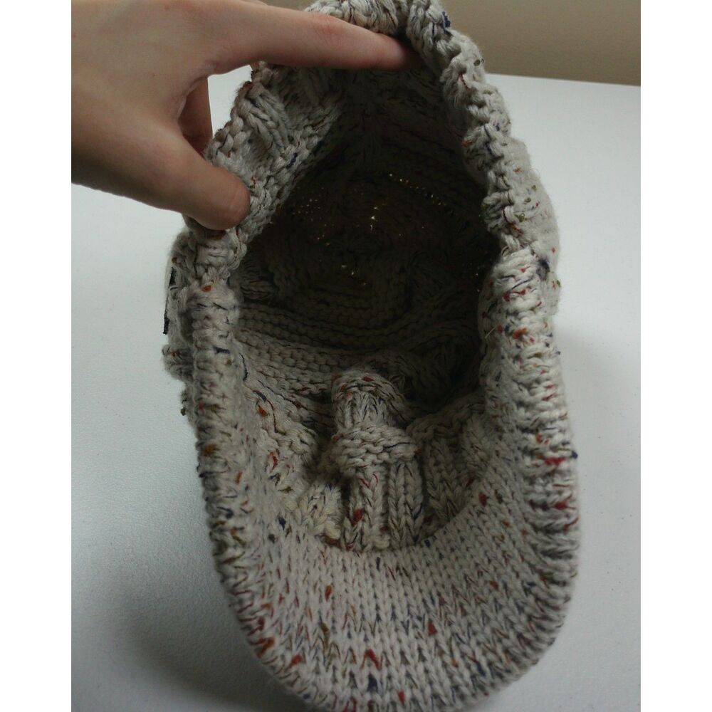 C.C Confetti Oatmeal Knit Visor Beanie Hat Slouchy Newsboy Cap One Size - Picture 3 of 8